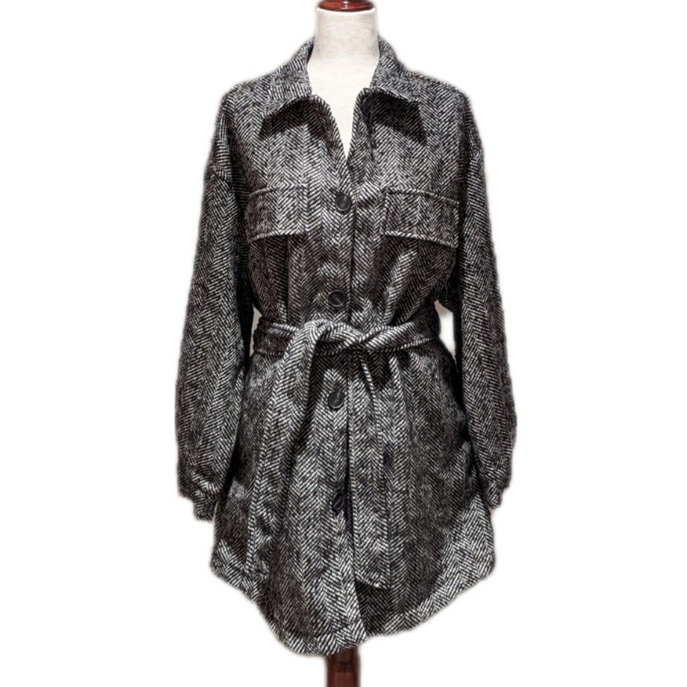 ONLY Tie Belt Herringbone Jacket